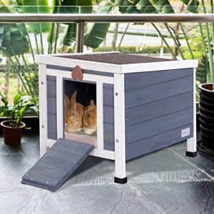 Petsfit Outdoor Cat House, Higher Feet to Against Rain, Snow and Moisture, Cat Houses for Outdoor Cats, Rabbit Hutch with Openable Roof