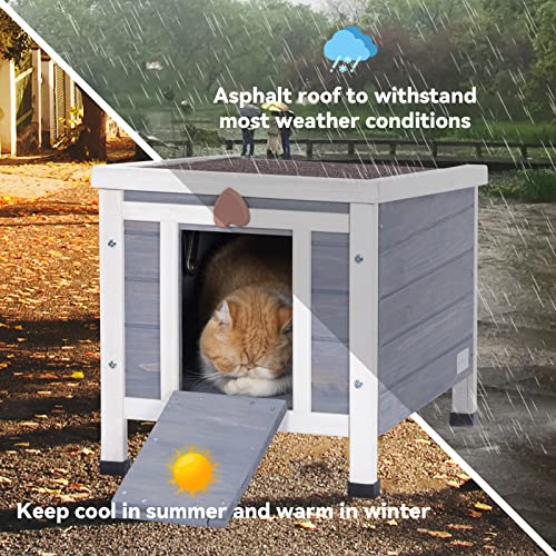 Petsfit Outdoor Cat House, Higher Feet to Against Rain, Snow and Moisture, Cat Houses for Outdoor Cats, Rabbit Hutch with Openable Roof