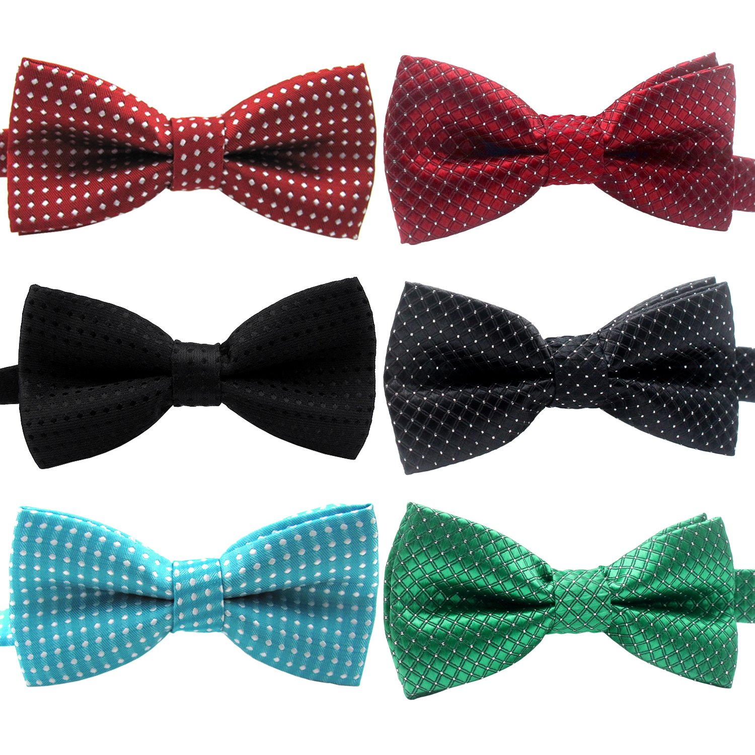 YOY Handcrafted Adorable Pet Bow Ties - 6-Pack Adjustable Neck Tie 10"-17" Polka Dots Bowties Dog Collar Neckties Kitty Puppy Grooming Accessories for Doggy Cat, 6 Colors