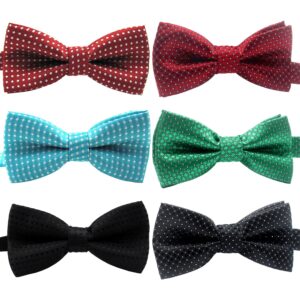 YOY Handcrafted Adorable Pet Bow Ties - 6-Pack Adjustable Neck Tie 10"-17" Polka Dots Bowties Dog Collar Neckties Kitty Puppy Grooming Accessories for Doggy Cat, 6 Colors