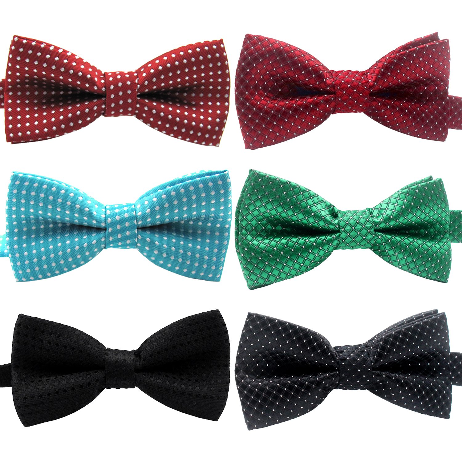 YOY Handcrafted Adorable Pet Bow Ties - 6-Pack Adjustable Neck Tie 10"-17" Polka Dots Bowties Dog Collar Neckties Kitty Puppy Grooming Accessories for Doggy Cat, 6 Colors