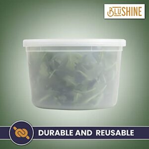 BluShine [12 Sets - 64 oz.] Plastic Deli Food Storage Containers with Airtight Leak Proof Lids - Washable And Reusable - Recyclable BPA-Free - Microwave, Fridge, and Freezer Safe