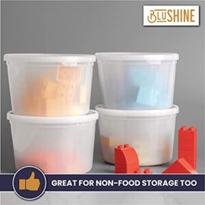 BluShine [12 Sets - 64 oz.] Plastic Deli Food Storage Containers with Airtight Leak Proof Lids - Washable And Reusable - Recyclable BPA-Free - Microwave, Fridge, and Freezer Safe