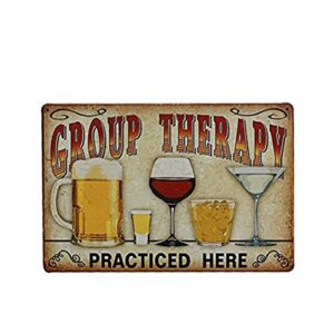nuolux plaque poster for cafe bar pub beer wall decor art tin sign "group therapy practiced here" vintage metal tin1