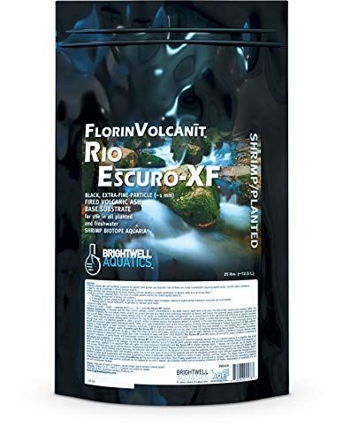 Brightwell Aquatics FlorinVolcanit Rio Escuro-XF - Extra Fine Black Volcanic Ash Substrate for Freshwater Shrimp, 25 LBS (FVEX25)