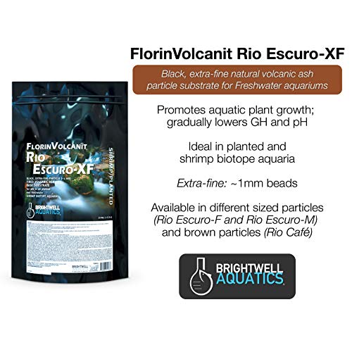 Brightwell Aquatics FlorinVolcanit Rio Escuro-XF - Extra Fine Black Volcanic Ash Substrate for Freshwater Shrimp, 25 LBS (FVEX25)