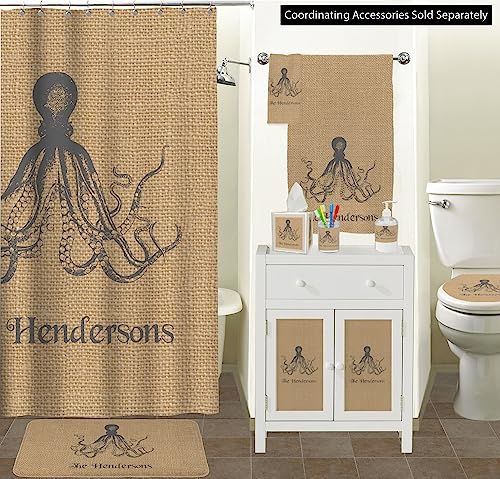 RNK Shops Octopus & Burlap Print Waste Basket - Single Sided (Black) (Personalized)