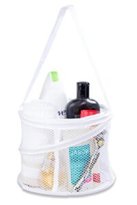 bathroom personal organizer - 8" x 6" - three large compartments to organize your bathroom accessories. the shower caddy features a drainage hole and carry handle for easy transport. (white)
