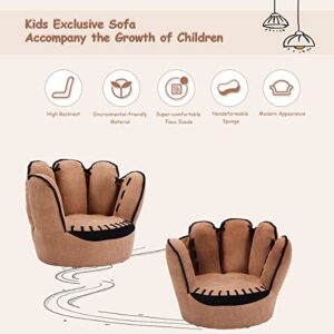 Costzon Kids Couch, Toddler Chair Sofa with Solid Wood Frame & Baseball Glove Design, Children Armchair for Play Room, Nursery, Kindergarten, Kids Room, Gift for Boys & Girls, Kids Sofa (Brown)