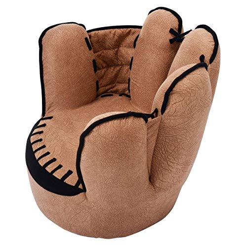 Costzon Kids Couch, Toddler Chair Sofa with Solid Wood Frame & Baseball Glove Design, Children Armchair for Play Room, Nursery, Kindergarten, Kids Room, Gift for Boys & Girls, Kids Sofa (Brown)