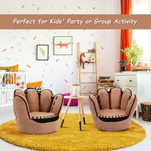 Costzon Kids Couch, Toddler Chair Sofa with Solid Wood Frame & Baseball Glove Design, Children Armchair for Play Room, Nursery, Kindergarten, Kids Room, Gift for Boys & Girls, Kids Sofa (Brown)