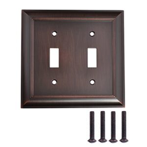 amazon basics double toggle light switch wall plate, oil rubbed bronze, set of 2