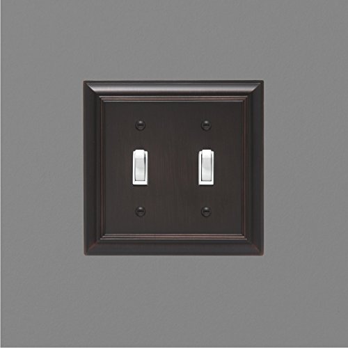 Amazon Basics Double Toggle Light Switch Wall Plate, Oil Rubbed Bronze, Set of 2