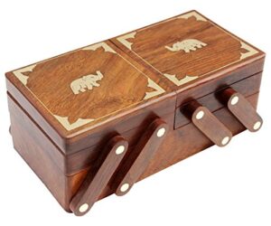 itos365 handmade wooden jewelry box/case/storage for women jewel organizer gift items brown