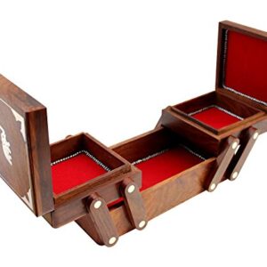 ITOS365 Handmade Wooden Jewelry Box/Case/Storage for Women Jewel Organizer Gift Items Brown