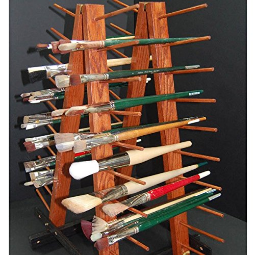 Creative Mark Art Drying Rack for Artist Painting Panels, Paper & Prints, Ladder Style Artwork Organizer, Mahogany Finish