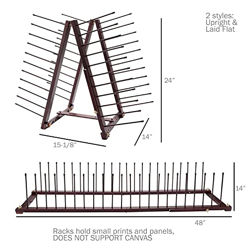 Creative Mark Art Drying Rack for Artist Painting Panels, Paper & Prints, Ladder Style Artwork Organizer, Mahogany Finish