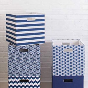 DII Poly-Cube Storage Collection Hard Sided, Collapsible Solid, Large, Nautical Blue