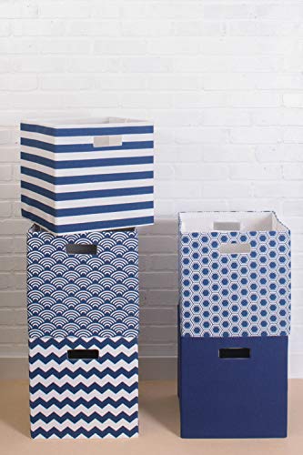 DII Poly-Cube Storage Collection Hard Sided, Collapsible Solid, Large, Nautical Blue