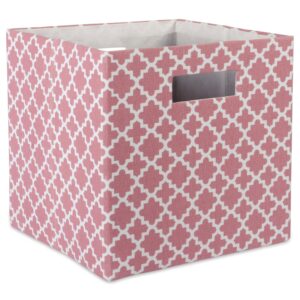 dii hard sided collapsible fabric storage container for nursery, offices, & home organization, (13x13x13") - lattice rose