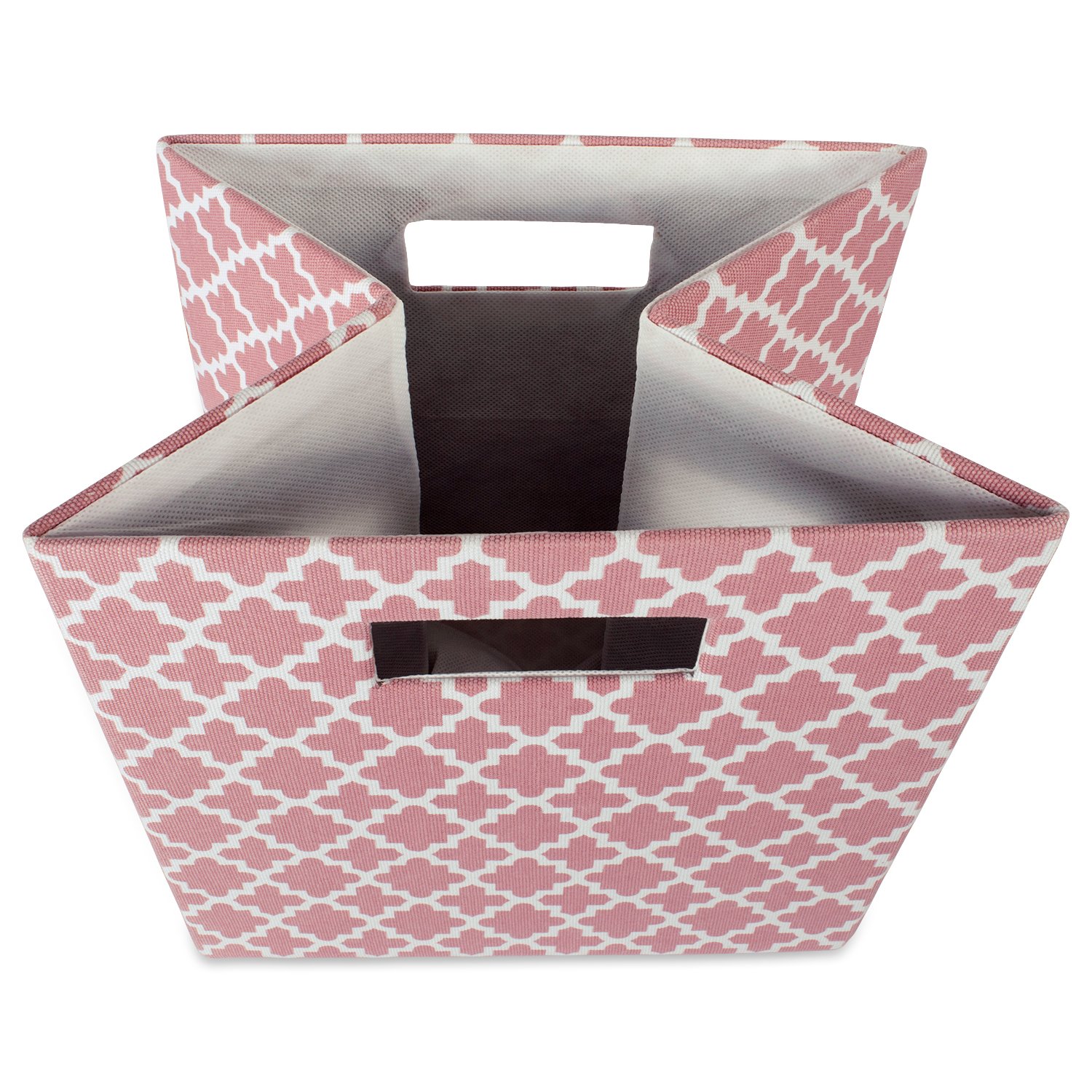 DII Hard Sided Collapsible Fabric Storage Container for Nursery, Offices, & Home Organization, (13x13x13") - Lattice Rose