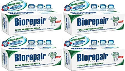 Biorepair: "Total Protective Repair" Toothpaste with microRepair, New Formula - 2.5 Fluid Ounce (75ml) Tubes (Pack of 4) [ Italian Import ]