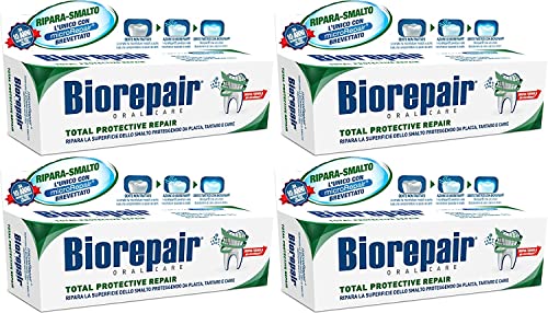 Biorepair: "Total Protective Repair" Toothpaste with microRepair, New Formula - 2.5 Fluid Ounce (75ml) Tubes (Pack of 4) [ Italian Import ]
