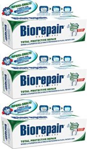 biorepair: "total protective repair" toothpaste with microrepair, new formula - 2.5 fluid ounce (75ml) tubes (pack of 3) [ italian import ]