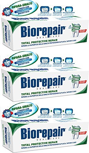 Biorepair: "Total Protective Repair" Toothpaste with microRepair, New Formula - 2.5 Fluid Ounce (75ml) Tubes (Pack of 3) [ Italian Import ]