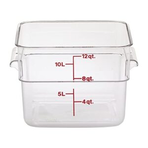 cambro camwear 12sfscw135 polycarbonate square food storage container, 12 quart, 6 pack
