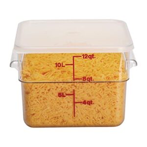 Cambro Camwear 12SFSCW135 Polycarbonate Square Food Storage Container, 12 Quart, 6 Pack