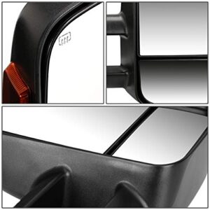 Pair Black Power Heated w/Amber LED Turn Signal Light Side Towing Mirrors Compatible with Silverado Sierra 14-20