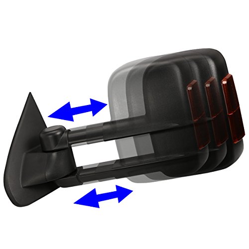 Pair Black Power Heated w/Amber LED Turn Signal Light Side Towing Mirrors Compatible with Silverado Sierra 14-20