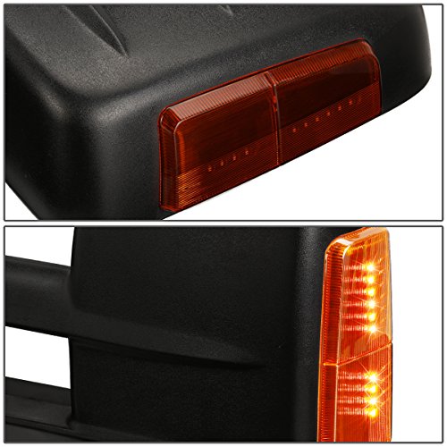 Pair Black Power Heated w/Amber LED Turn Signal Light Side Towing Mirrors Compatible with Silverado Sierra 14-20