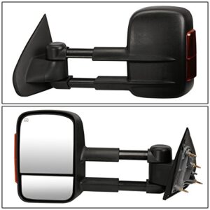 Pair Black Power Heated w/Amber LED Turn Signal Light Side Towing Mirrors Compatible with Silverado Sierra 14-20