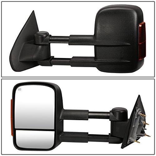 Pair Black Power Heated w/Amber LED Turn Signal Light Side Towing Mirrors Compatible with Silverado Sierra 14-20