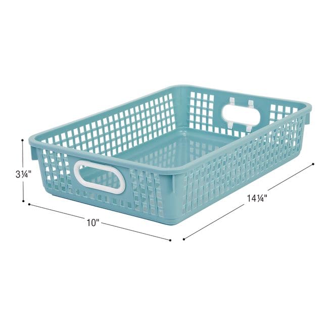 Really Good Stuff 12PK Plastic Desktop Paper Storage Basket for Classroom or Home–14”x10” Plastic Mesh Basket-Secure Papers Crease-Free–Water