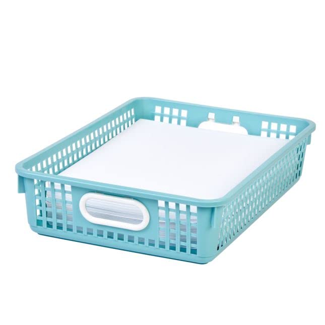 Really Good Stuff 12PK Plastic Desktop Paper Storage Basket for Classroom or Home–14”x10” Plastic Mesh Basket-Secure Papers Crease-Free–Water