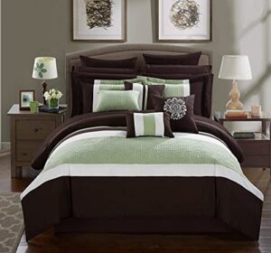 chic home pisa 16 piece bed in a bag comforter set, king, brown,cs1131-an