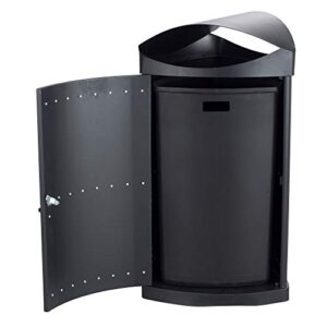 Safco Products 9969CH Nook Indoor/Outdoor Trash Receptacle, 20 Gallon, Triangular for Corners, Steel Frame, Covered Opening, Rigid Plastic Liner, Charcoal