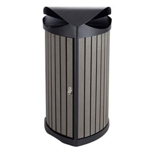 Safco Products 9969CH Nook Indoor/Outdoor Trash Receptacle, 20 Gallon, Triangular for Corners, Steel Frame, Covered Opening, Rigid Plastic Liner, Charcoal