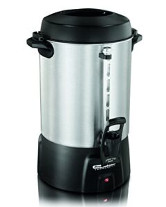proctor silex commercial 45060r coffee urn 60 cup aluminum, one hand dispensing, coffee level indicator, 16.93" height, 11.73" width, 12.56" length, stainless steel