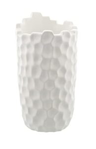 deco 79 porcelain vase with hammered texture, 5" x 5" x 9", white