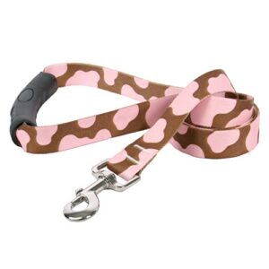 yellow dog design pink cow ez-grip dog leash with comfort handle, small/medium-3/4 wide and 5' (60") long
