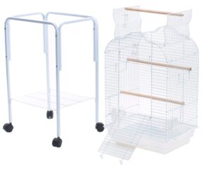 petcagemart parakeet cockatiel playtop metal bird cage with stand, 18" by 14" by 57", white