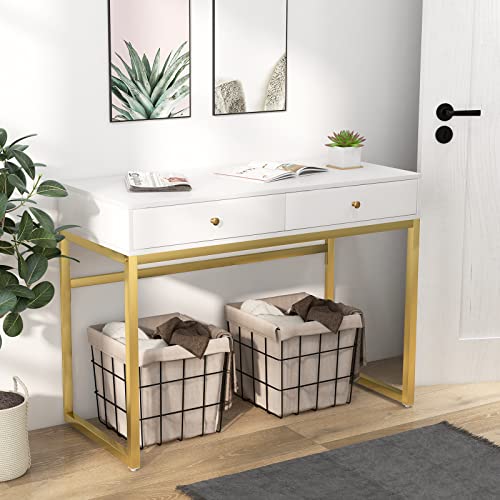 ACME FURNITURE Acme 92312 Coleen Desk, White & Brass