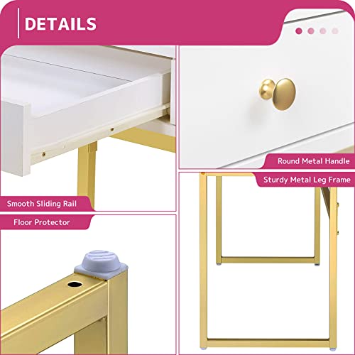 ACME FURNITURE Acme 92312 Coleen Desk, White & Brass