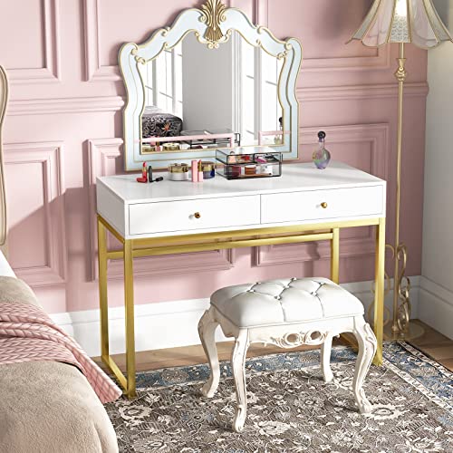 ACME FURNITURE Acme 92312 Coleen Desk, White & Brass