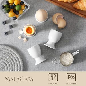 MALACASA Egg Cups, 2'' Porcelain White Egg Cups Holder for Boiled Eggs, Set of 12 Egg Cups, Series Regular