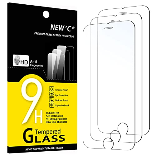 NEW'C [3 Pack] Designed for iPhone SE 2022, iPhone 8/7 (4.7") Screen Protector Tempered Glass, Case Friendly Ultra Resistant